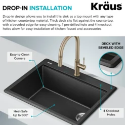 28” Granite Workstation Drop In Top Mount Single Bowl Kitchen Sink in Metallic Grey with Accessories