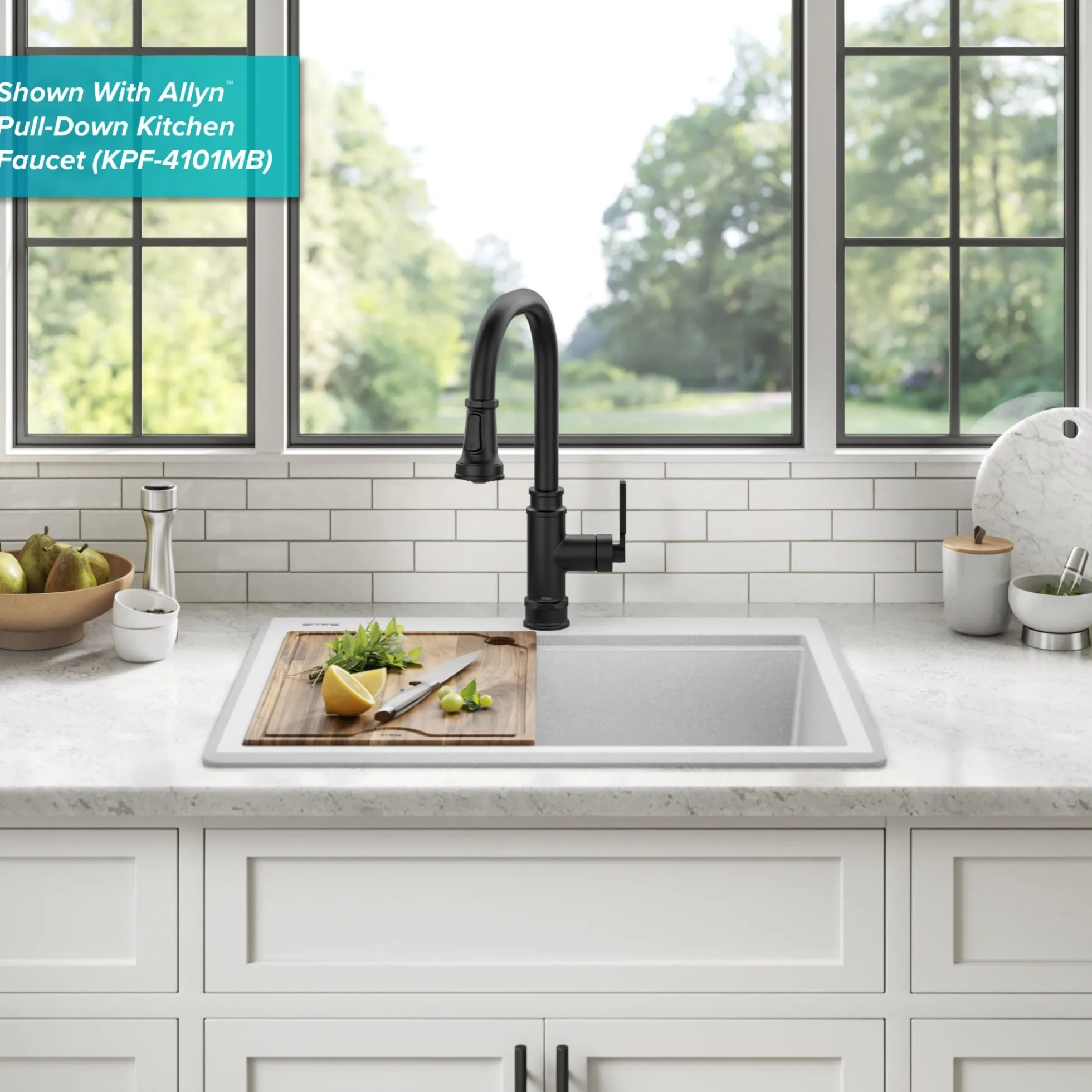 28” Granite Workstation Drop In Top Mount Single Bowl Kitchen Sink in White with Accessories