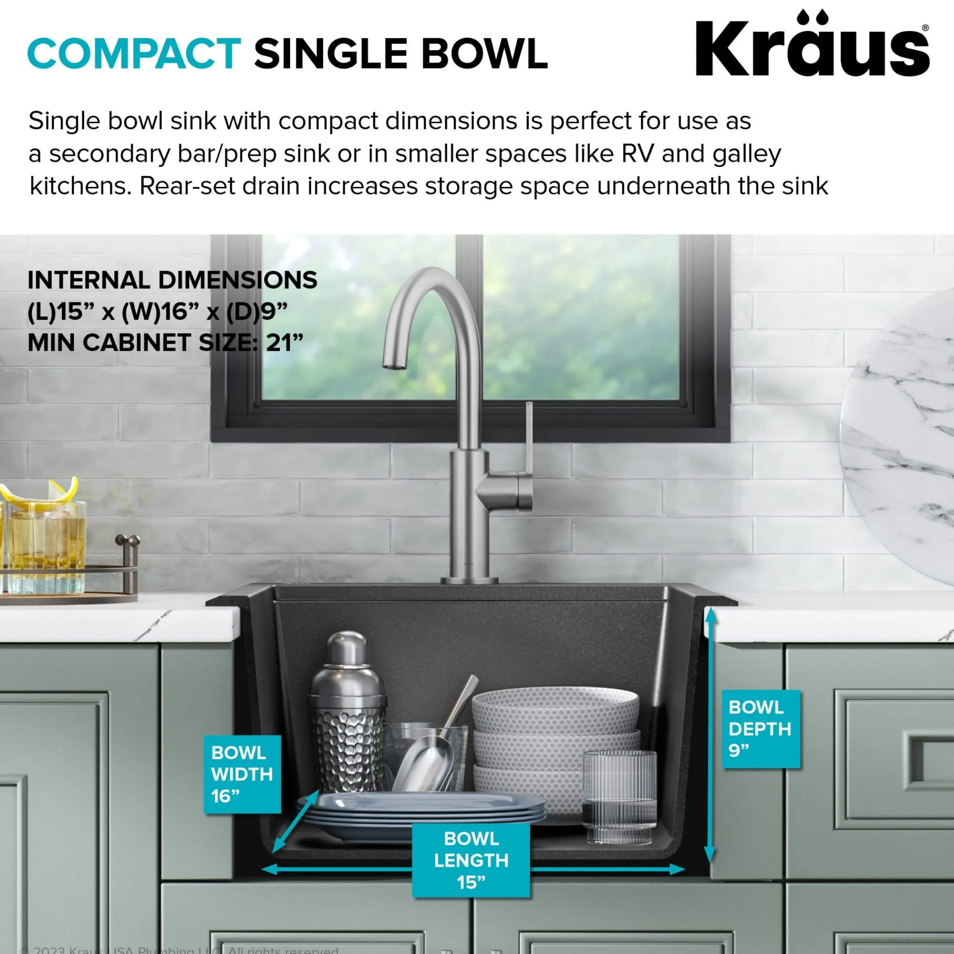 18” Granite Workstation Drop In Top Mount Single Bowl Kitchen Sink in Metallic Black with Accessories
