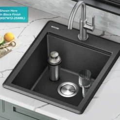 18” Granite Workstation Drop In Top Mount Single Bowl Kitchen Bar Sink in White with Accessories