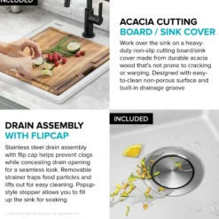 18” Granite Workstation Drop In Top Mount Single Bowl Kitchen Bar Sink in White with Accessories
