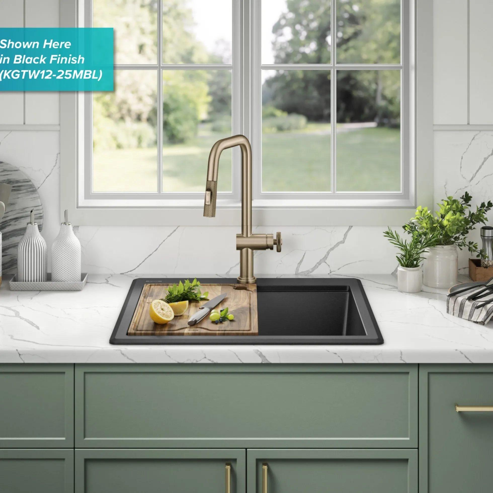 25” Granite Workstation Drop In Top Mount Single Bowl Kitchen Sink in White with Accessories