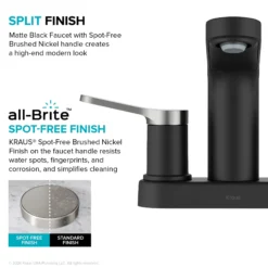 2-Handle 4-inch Centerset Bathroom Faucet in Spot-Free Brushed Nickel/ Matte Black with Pop Up Drain and Supply Lines