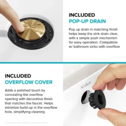 2-Handle 4-inch Centerset Bathroom Faucet in Spot-Free Brushed Brass / Matte Black with Pop Up Drain and Supply Lines