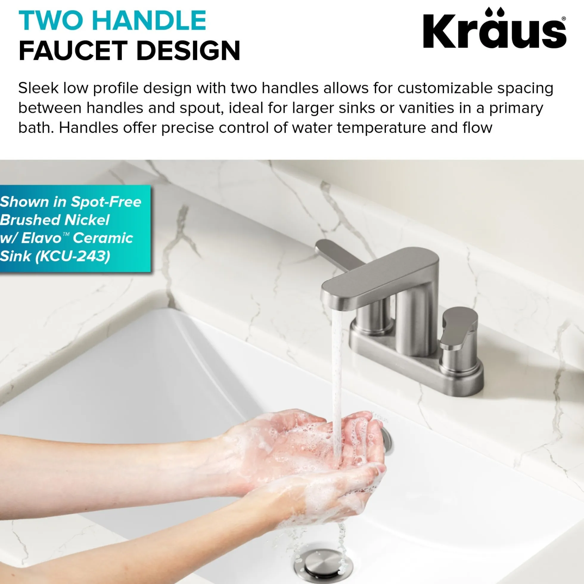 2-Handle 4-inch Centerset Bathroom Faucet in Spot-Free Brushed Brass with Pop Up Drain and Supply Lines