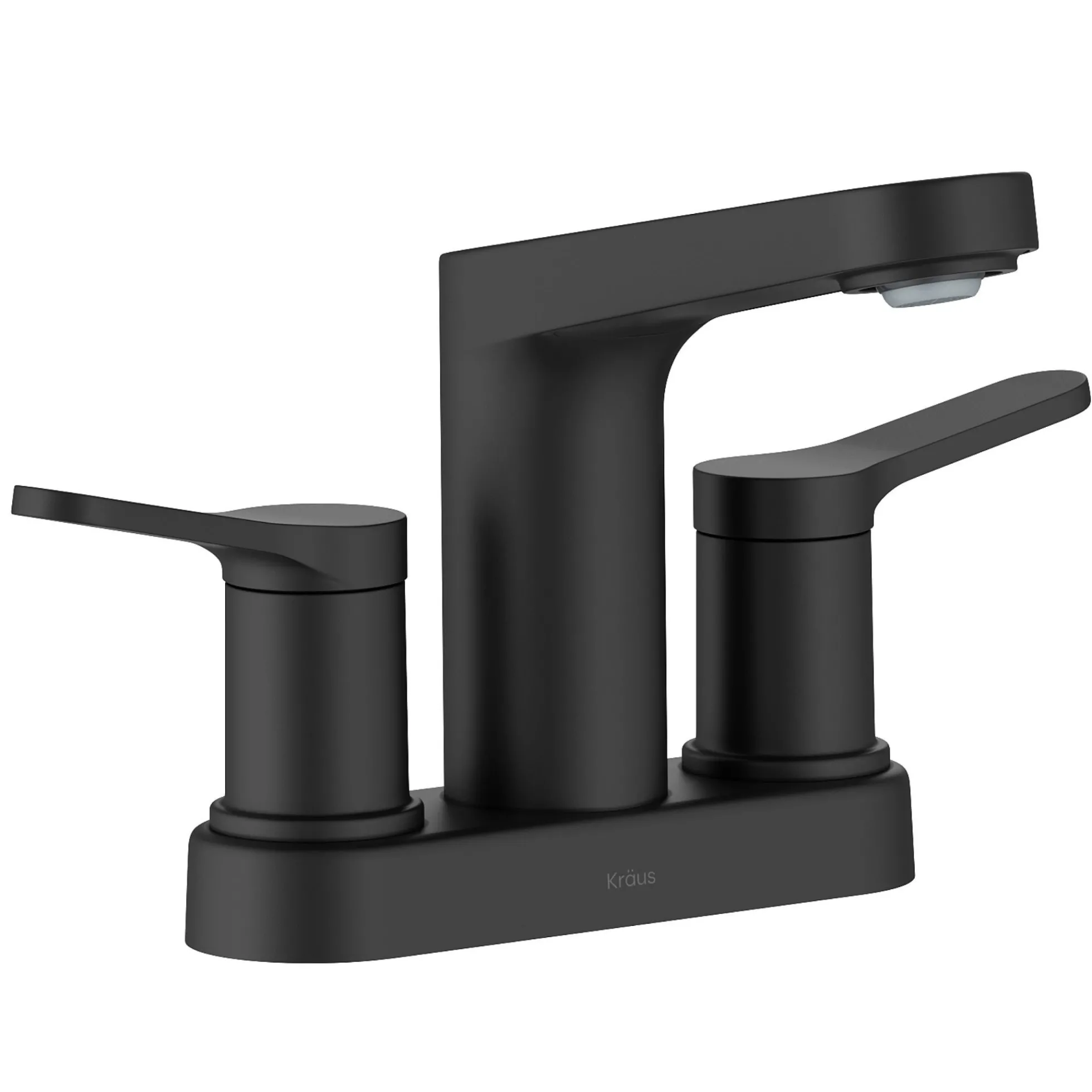 2-Handle 4-inch Centerset Bathroom Faucet in Matte Black with Pop Up Drain and Supply Lines