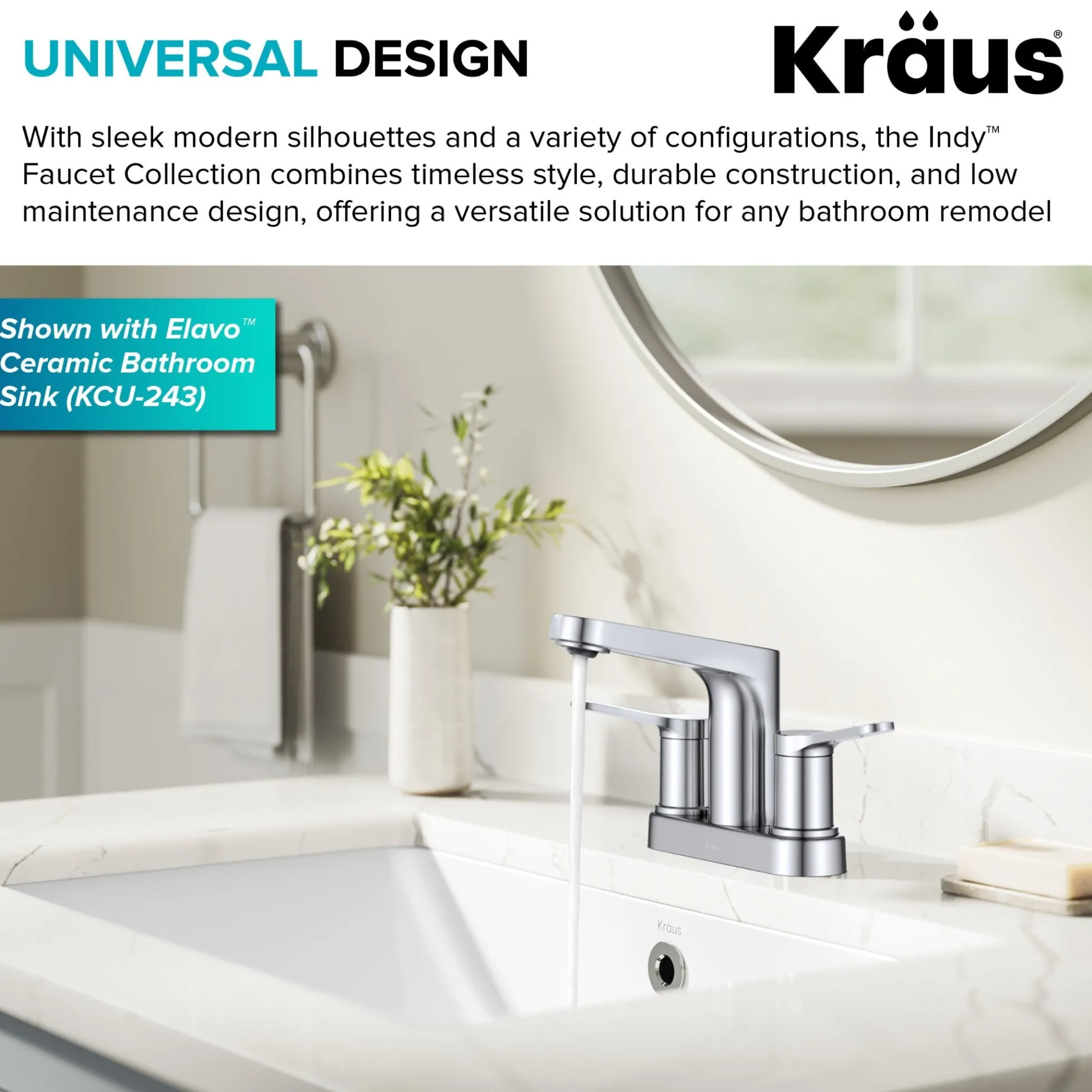 2-Handle 4-inch Centerset Bathroom Faucet in Chrome with Pop Up Drain and Supply Lines