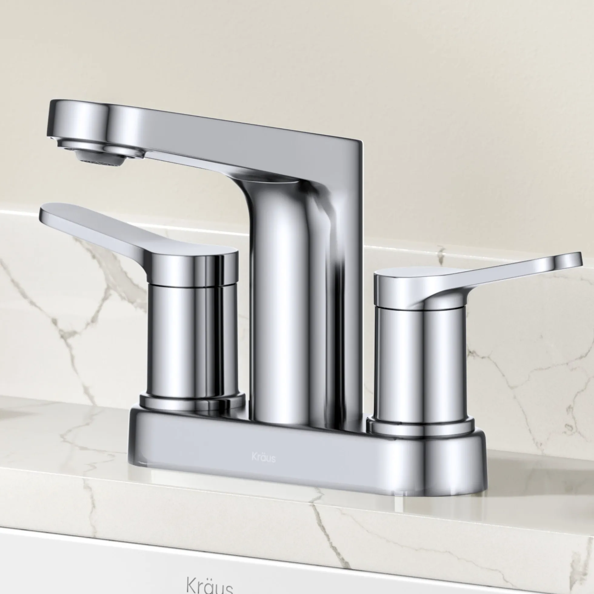 2-Handle 4-inch Centerset Bathroom Faucet in Chrome with Pop Up Drain and Supply Lines