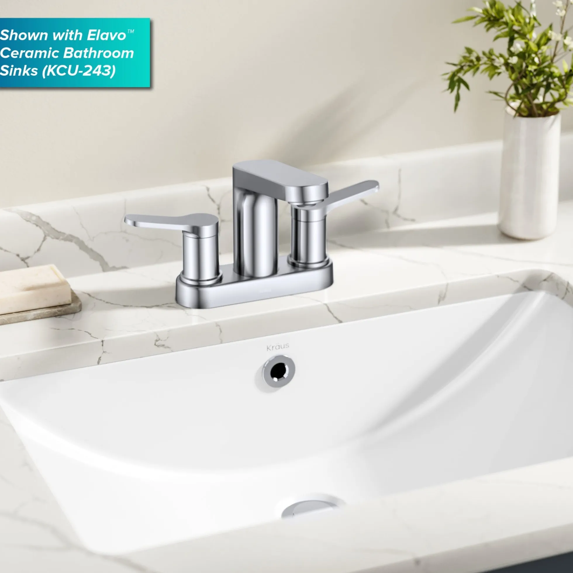 2-Handle 4-inch Centerset Bathroom Faucet in Chrome with Pop Up Drain and Supply Lines