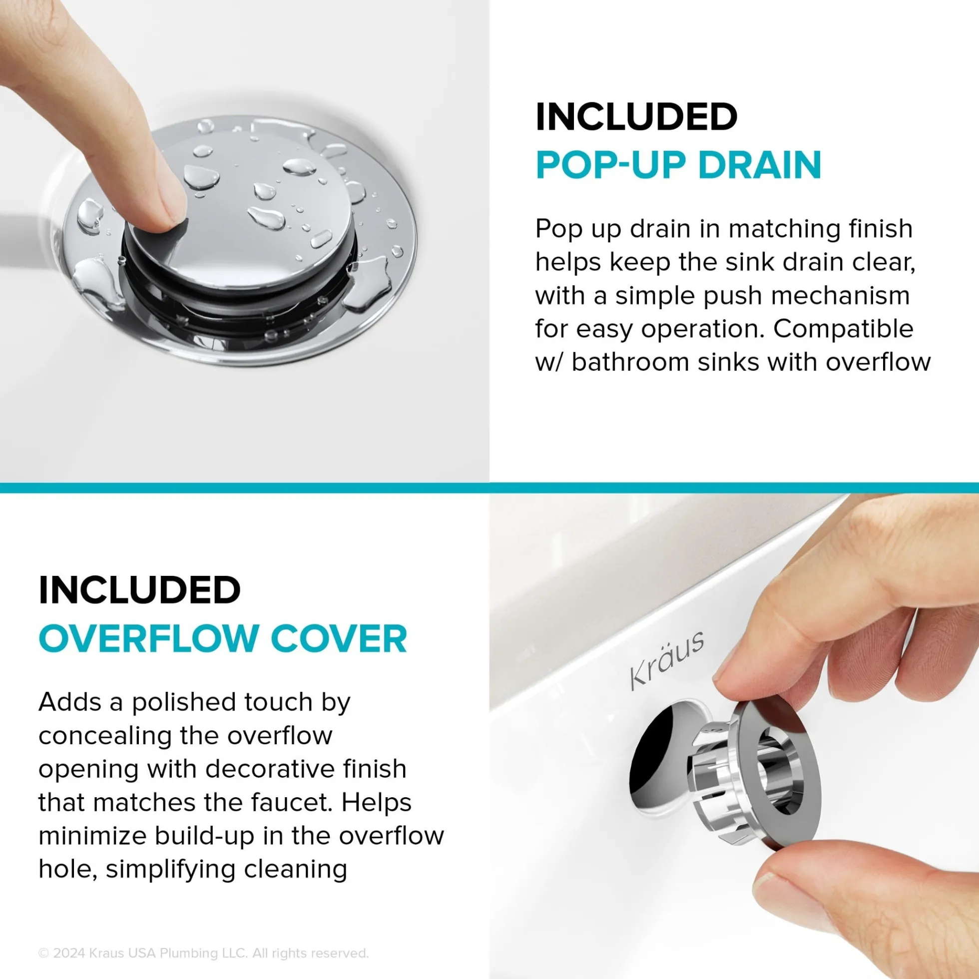 2-Handle 4-inch Centerset Bathroom Faucet in Chrome with Pop Up Drain and Supply Lines