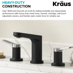 2-Handle 8-inch Widespread Bathroom Faucet in Spot-Free Brushed Nickel / Matte Black with Pop Up Drain and Supply Lines