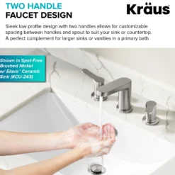 2-Handle 8-inch Widespread Bathroom Faucet in Spot-Free Brushed Nickel / Matte Black with Pop Up Drain and Supply Lines