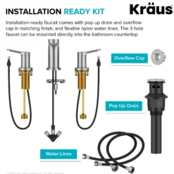 2-Handle 8-inch Widespread Bathroom Faucet in Spot-Free Brushed Nickel with Pop Up Drain and Supply Lines