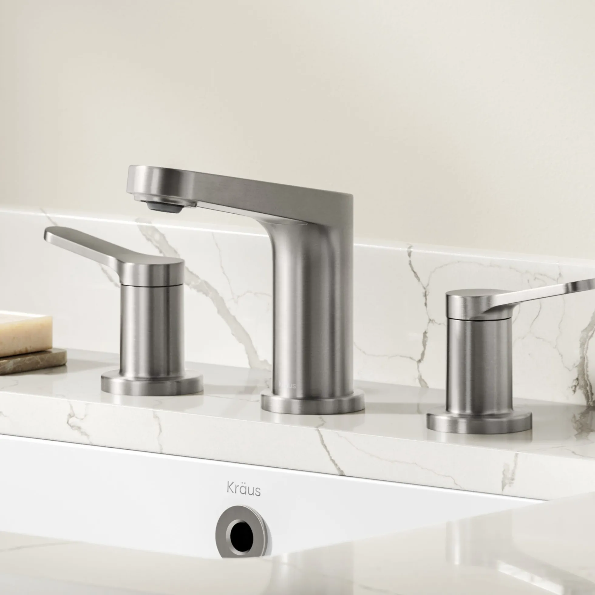2-Handle 8-inch Widespread Bathroom Faucet in Spot-Free Brushed Nickel with Pop Up Drain and Supply Lines