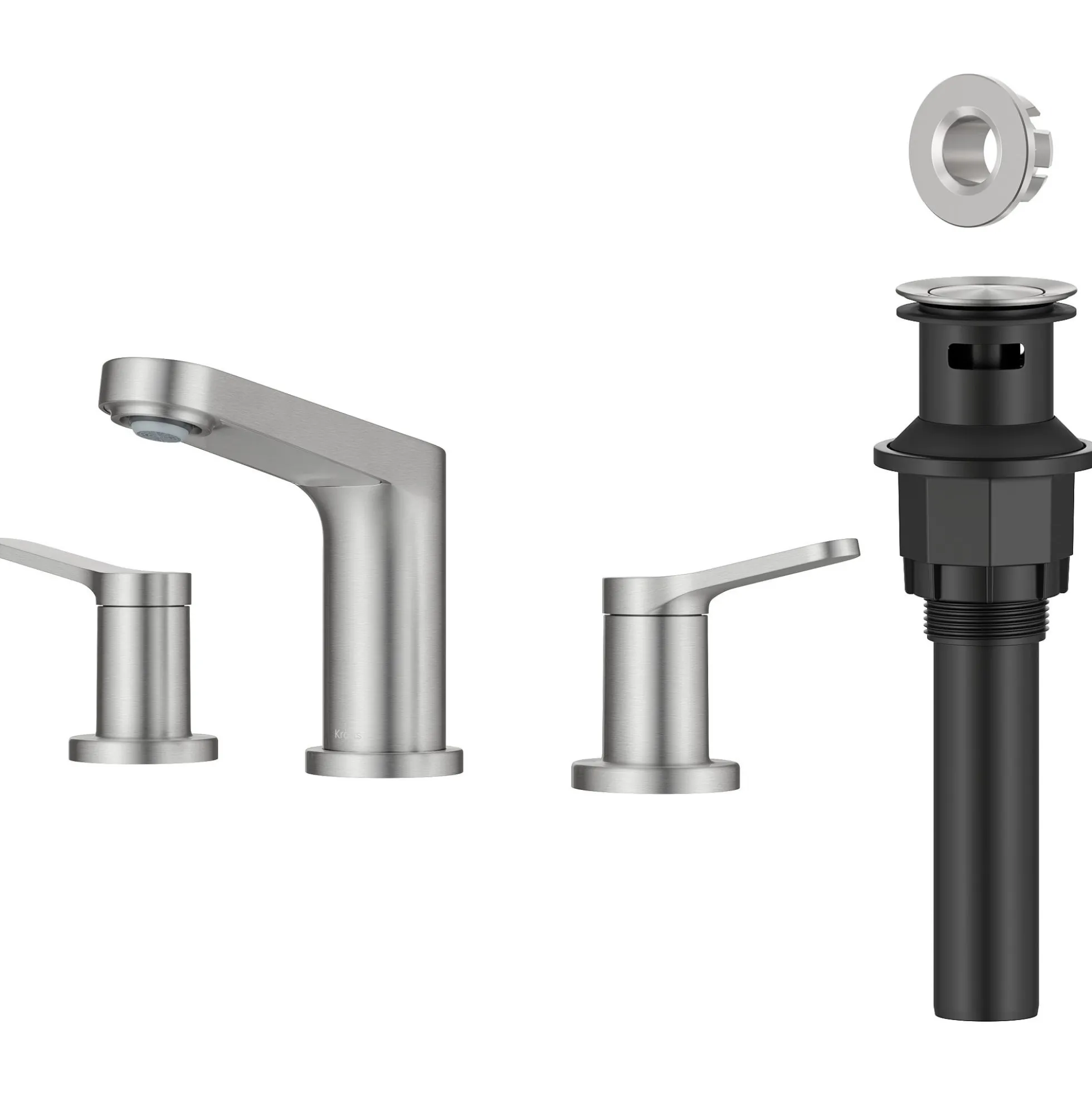 2-Handle 8-inch Widespread Bathroom Faucet in Spot-Free Brushed Nickel with Pop Up Drain and Supply Lines