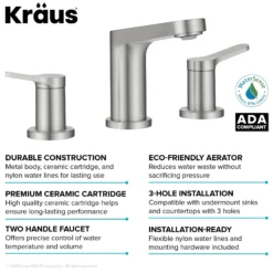 2-Handle 8-inch Widespread Bathroom Faucet in Spot-Free Brushed Nickel with Pop Up Drain and Supply Lines
