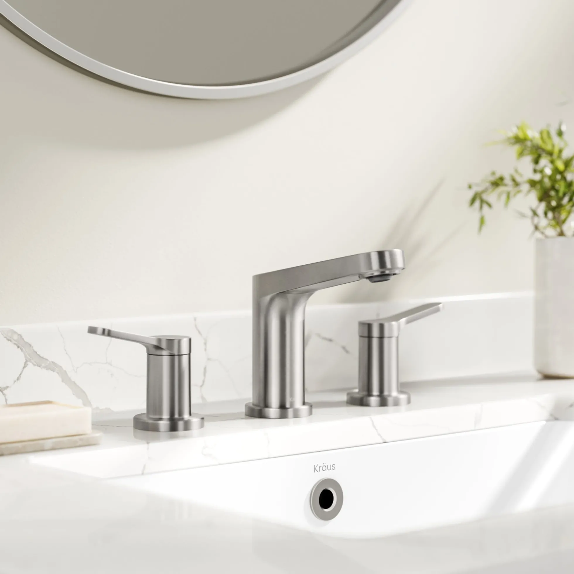 2-Handle 8-inch Widespread Bathroom Faucet in Spot-Free Brushed Nickel with Pop Up Drain and Supply Lines