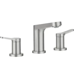 2-Handle 8-inch Widespread Bathroom Faucet in Spot-Free Brushed Nickel with Pop Up Drain and Supply Lines