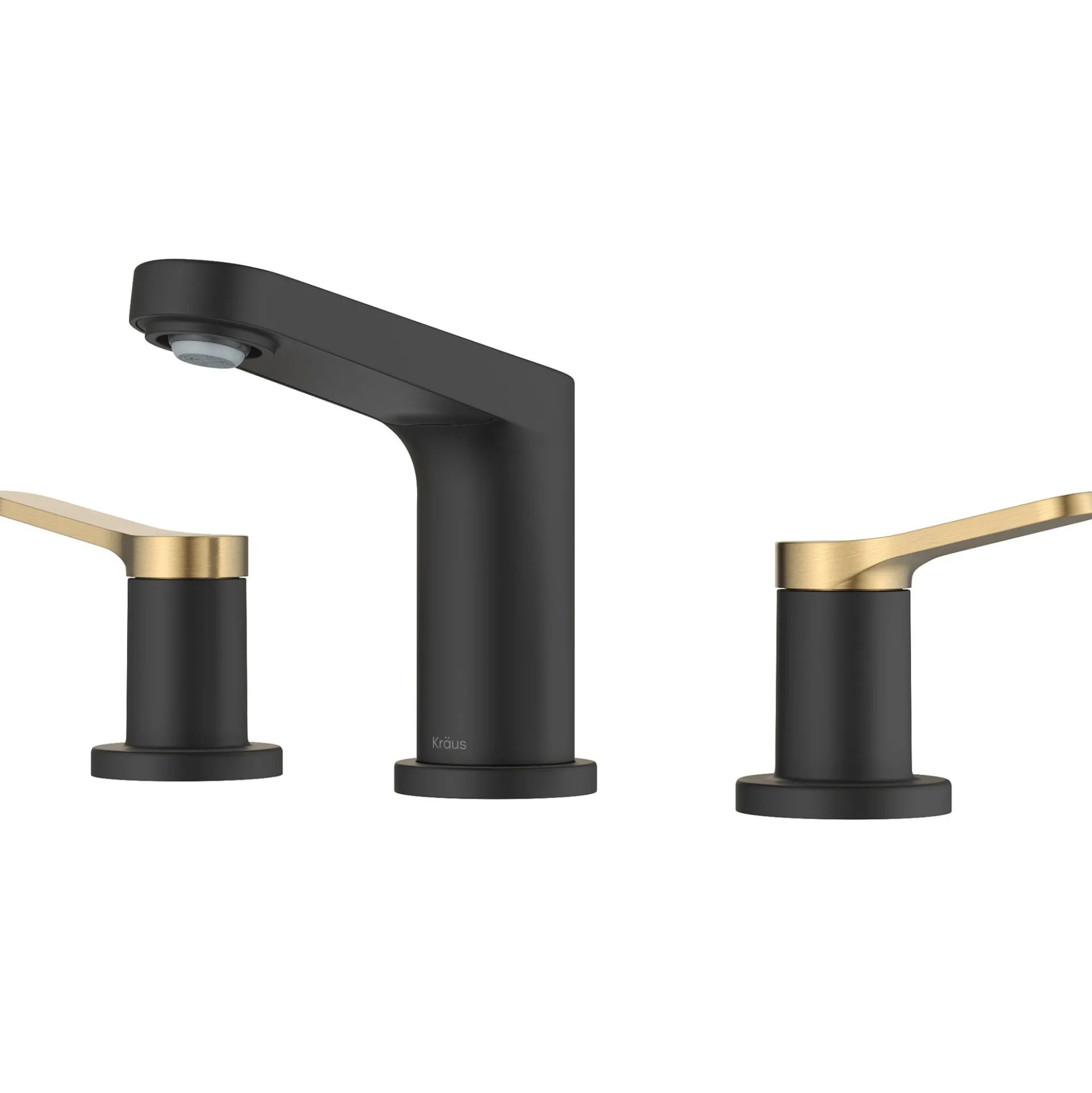 2-Handle 8-inch Widespread Bathroom Faucet in Spot-Free Brushed Brass / Matte Black with Pop Up Drain and Supply Lines