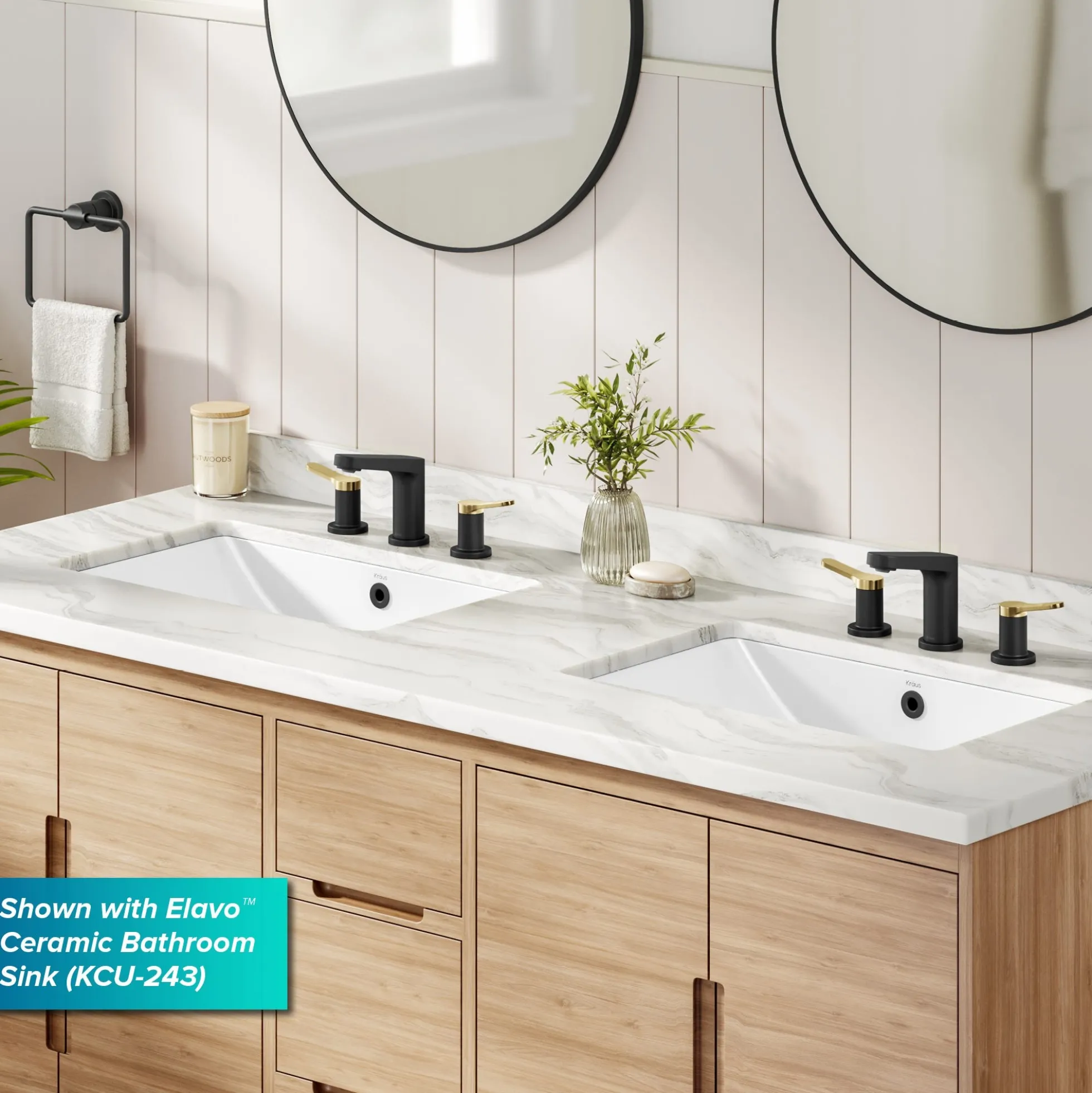 2-Handle 8-inch Widespread Bathroom Faucet in Spot-Free Brushed Brass / Matte Black with Pop Up Drain and Supply Lines