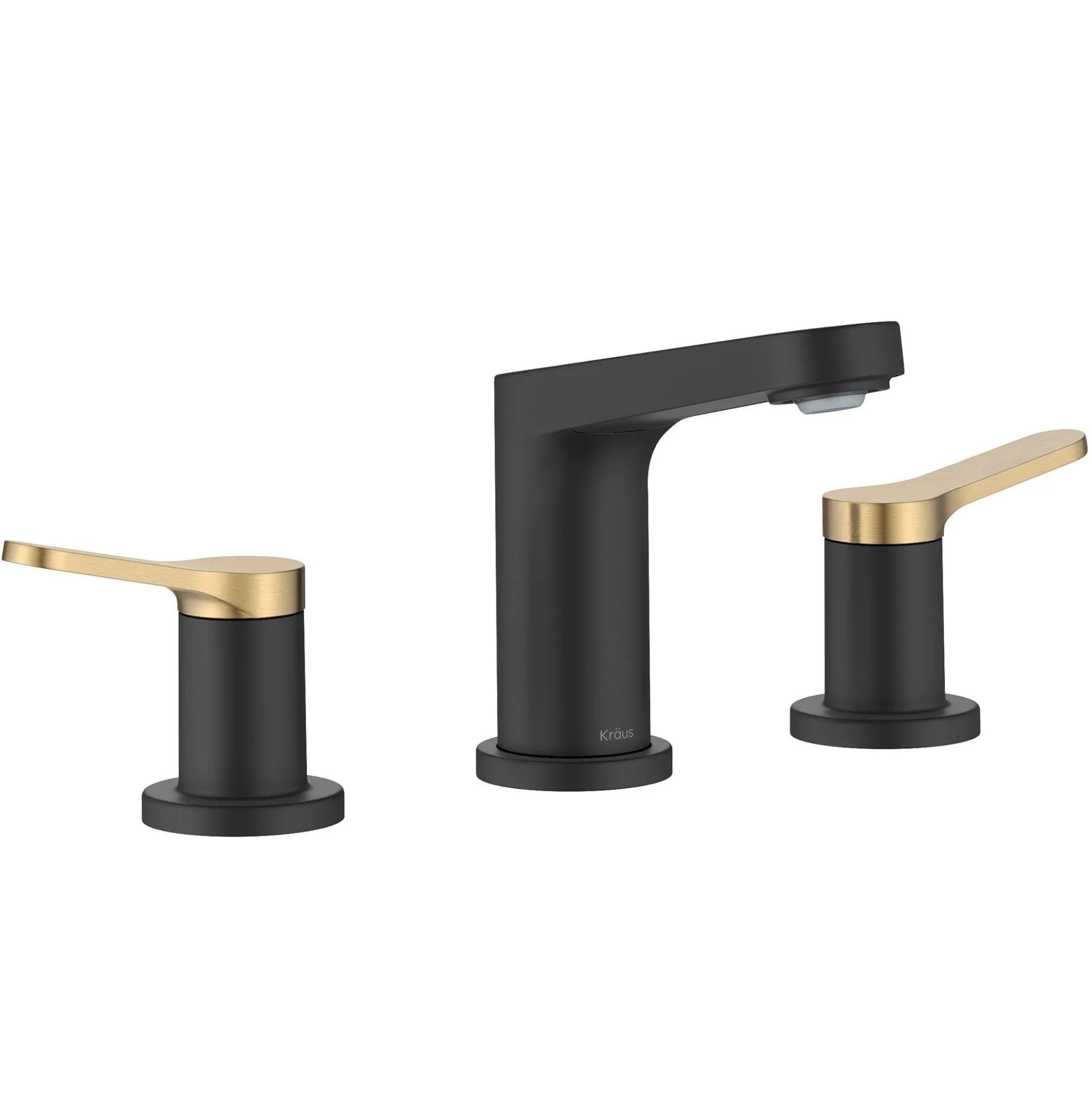 2-Handle 8-inch Widespread Bathroom Faucet in Spot-Free Brushed Brass / Matte Black with Pop Up Drain and Supply Lines