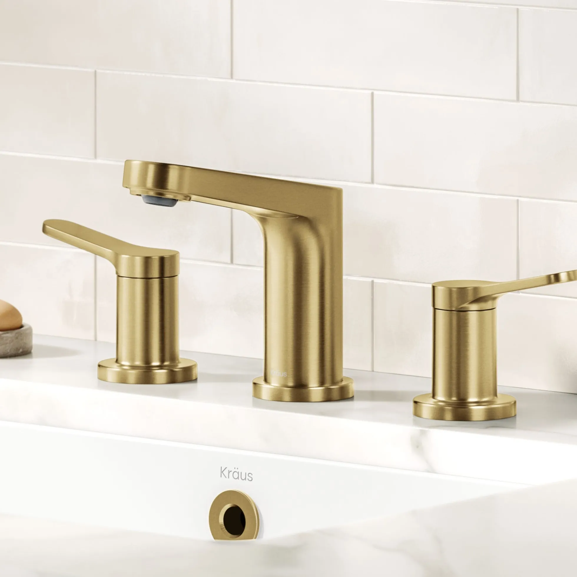 2-Handle 8-inch Widespread Bathroom Faucet in Spot-Free Brushed Brass with Pop Up Drain and Supply Lines