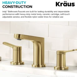 2-Handle 8-inch Widespread Bathroom Faucet in Spot-Free Brushed Brass with Pop Up Drain and Supply Lines