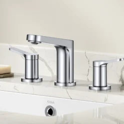 2-Handle 8-inch Widespread Bathroom Faucet in Chrome with Pop Up Drain and Supply Lines