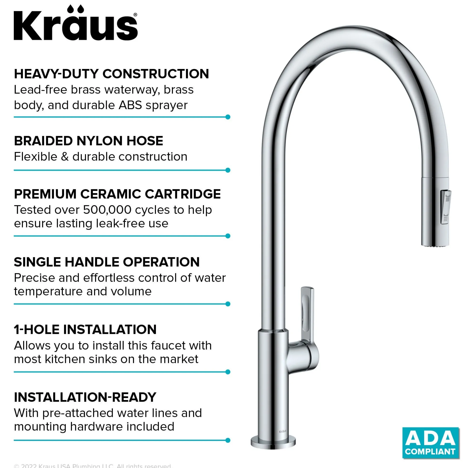 High-Arc Single Handle Pull-Down Kitchen Faucet in Chrome