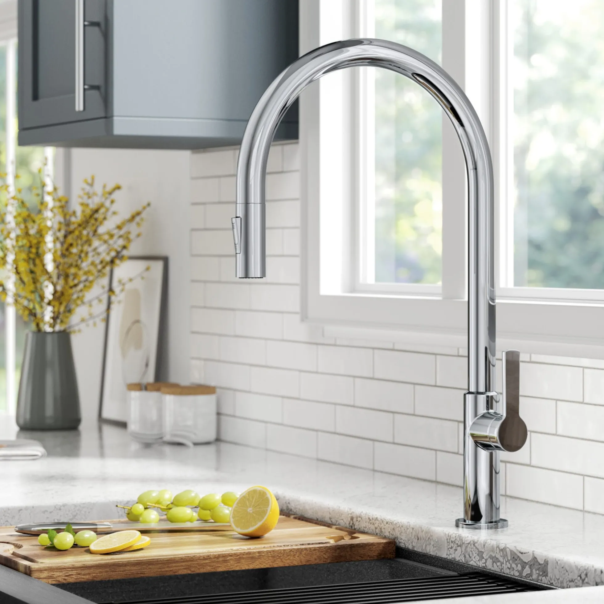 High-Arc Single Handle Pull-Down Kitchen Faucet in Chrome