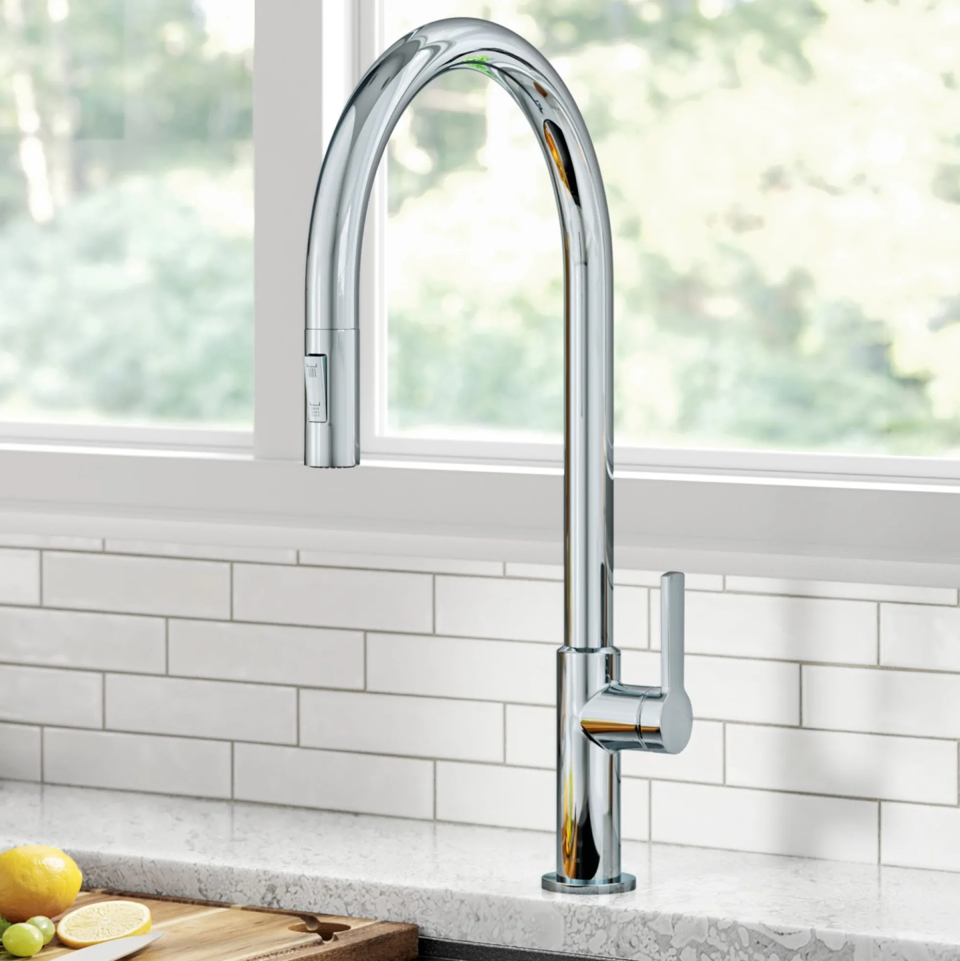 High-Arc Single Handle Pull-Down Kitchen Faucet in Chrome