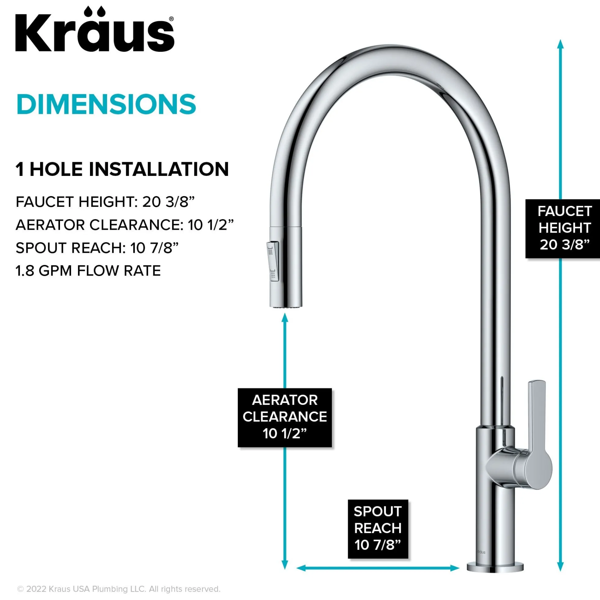 High-Arc Single Handle Pull-Down Kitchen Faucet in Chrome