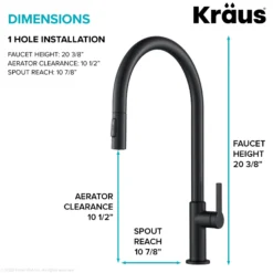 High-Arc Single Handle Pull-Down Kitchen Faucet in Matte Black