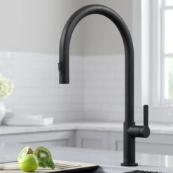 High-Arc Single Handle Pull-Down Kitchen Faucet in Matte Black