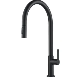 High-Arc Single Handle Pull-Down Kitchen Faucet in Matte Black
