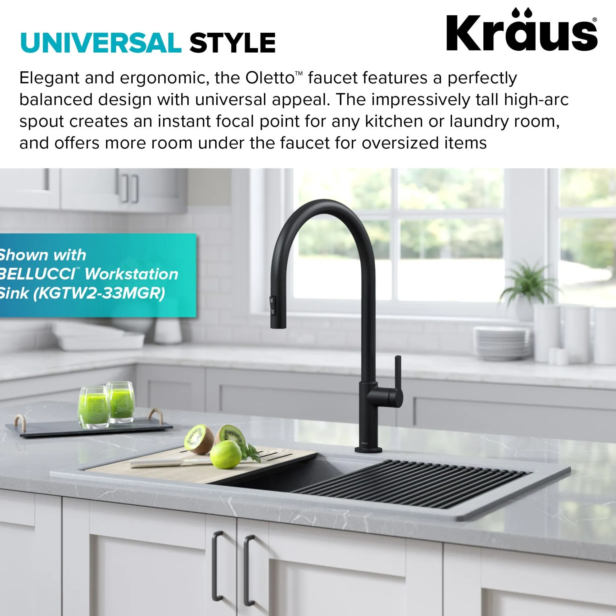 High-Arc Single Handle Pull-Down Kitchen Faucet in Matte Black