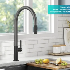 High-Arc Single Handle Pull-Down Kitchen Faucet in Matte Black / Spot Free Black Stainless Steel