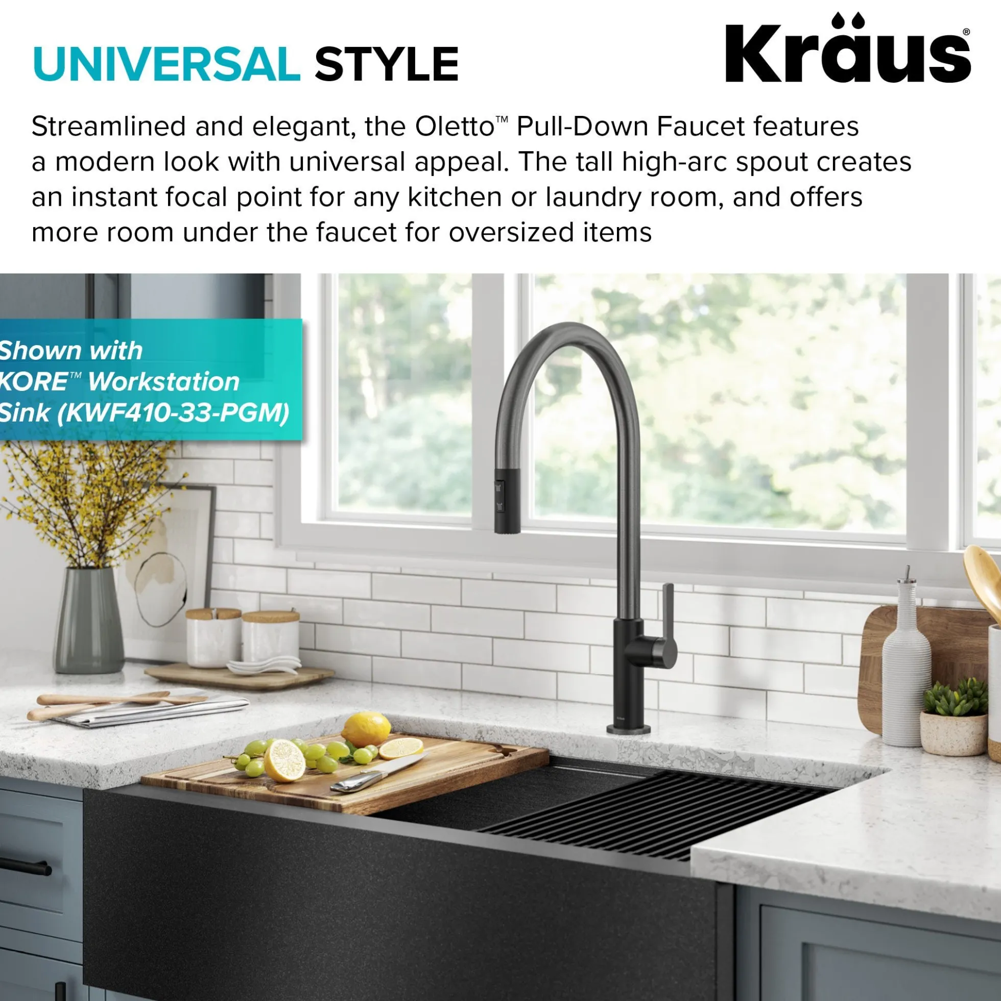 High-Arc Single Handle Pull-Down Kitchen Faucet in Matte Black / Spot Free Black Stainless Steel