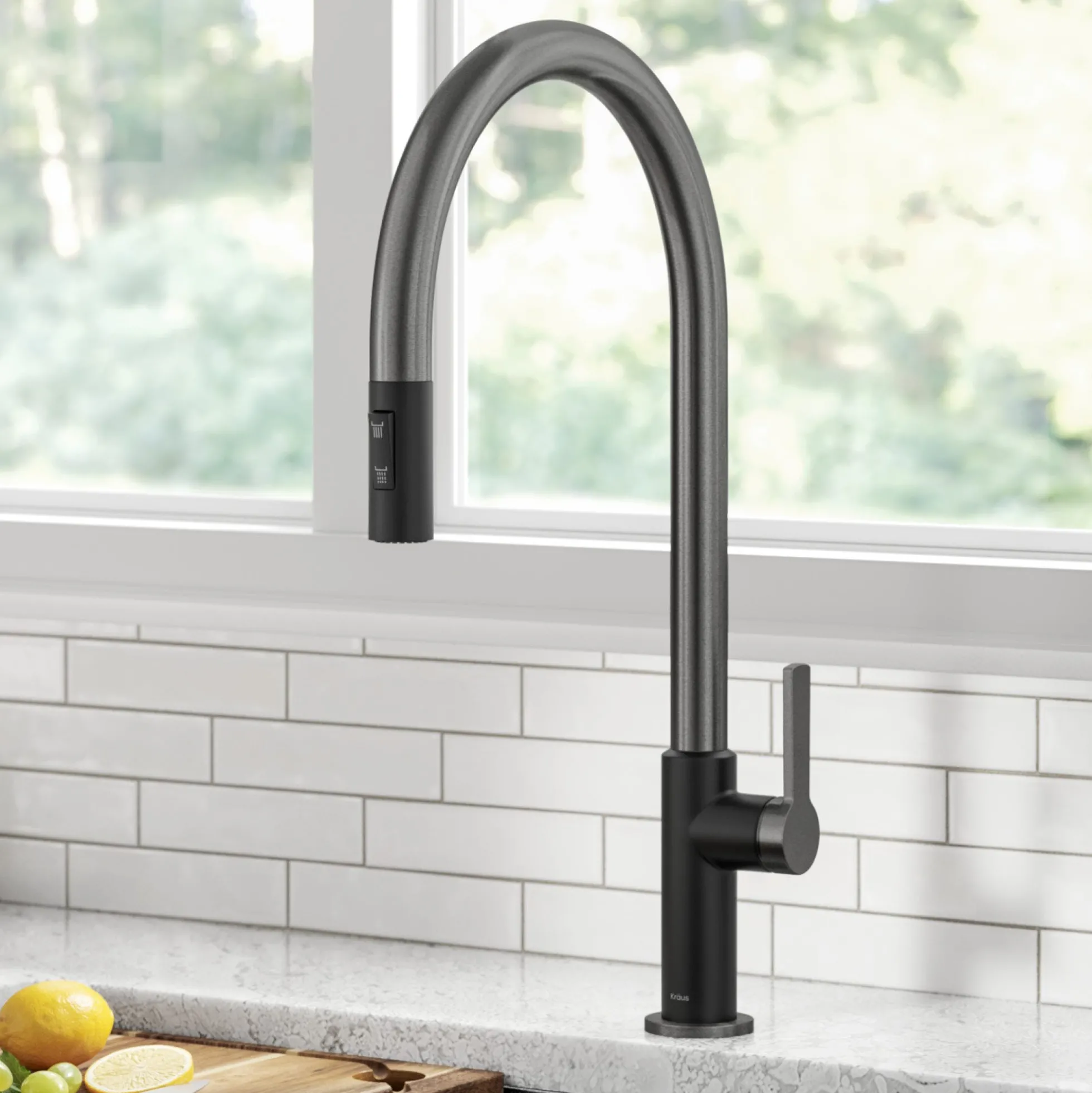 High-Arc Single Handle Pull-Down Kitchen Faucet in Matte Black / Spot Free Black Stainless Steel