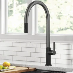 High-Arc Single Handle Pull-Down Kitchen Faucet in Matte Black / Spot Free Black Stainless Steel