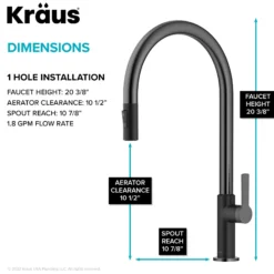 High-Arc Single Handle Pull-Down Kitchen Faucet in Matte Black / Spot Free Black Stainless Steel