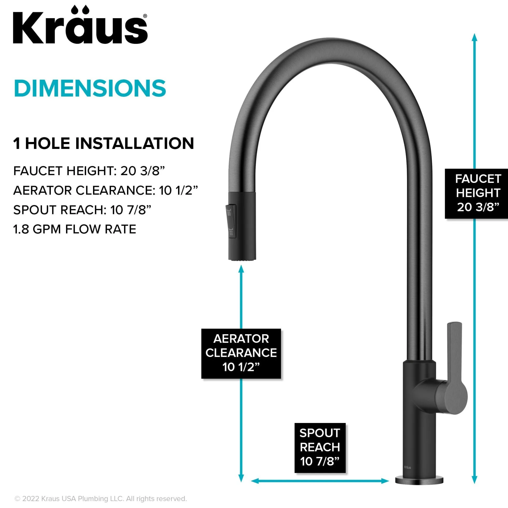 High-Arc Single Handle Pull-Down Kitchen Faucet in Matte Black / Spot Free Black Stainless Steel