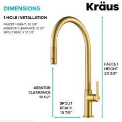 High-Arc Single Handle Pull-Down Kitchen Faucet in Brushed Brass