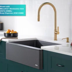 High-Arc Single Handle Pull-Down Kitchen Faucet in Brushed Brass