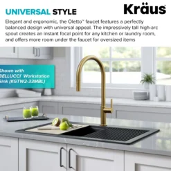High-Arc Single Handle Pull-Down Kitchen Faucet in Brushed Brass