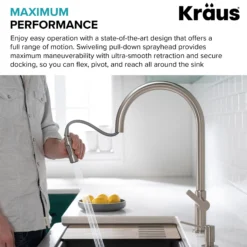 High-Arc Single Handle Pull-Down Kitchen Faucet in Brushed Brass