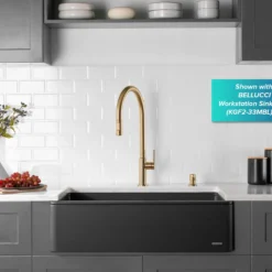 High-Arc Single Handle Pull-Down Kitchen Faucet in Brushed Brass