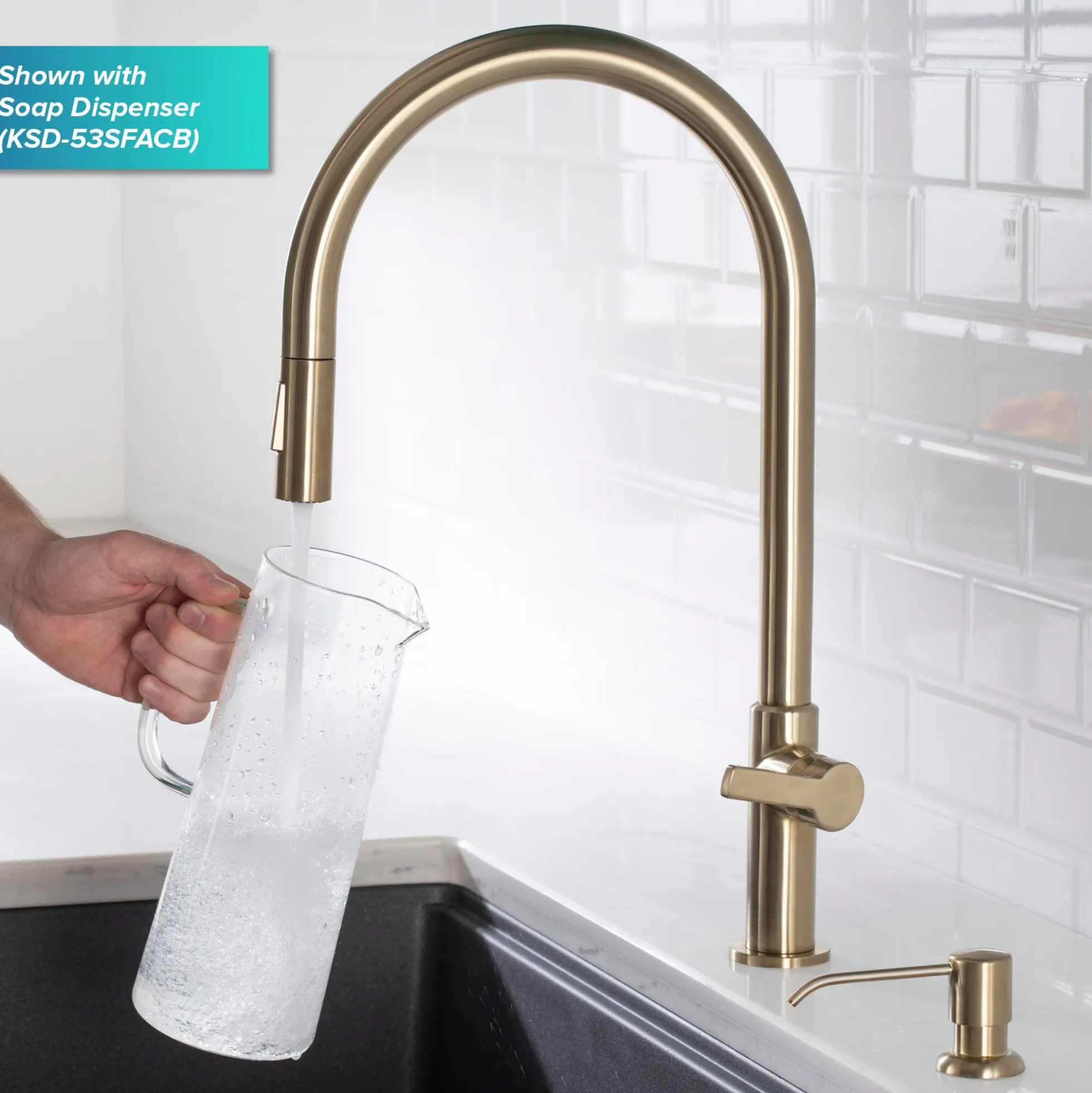 High-Arc Single Handle Pull-Down Kitchen Faucet in Spot Free Antique Champagne Bronze