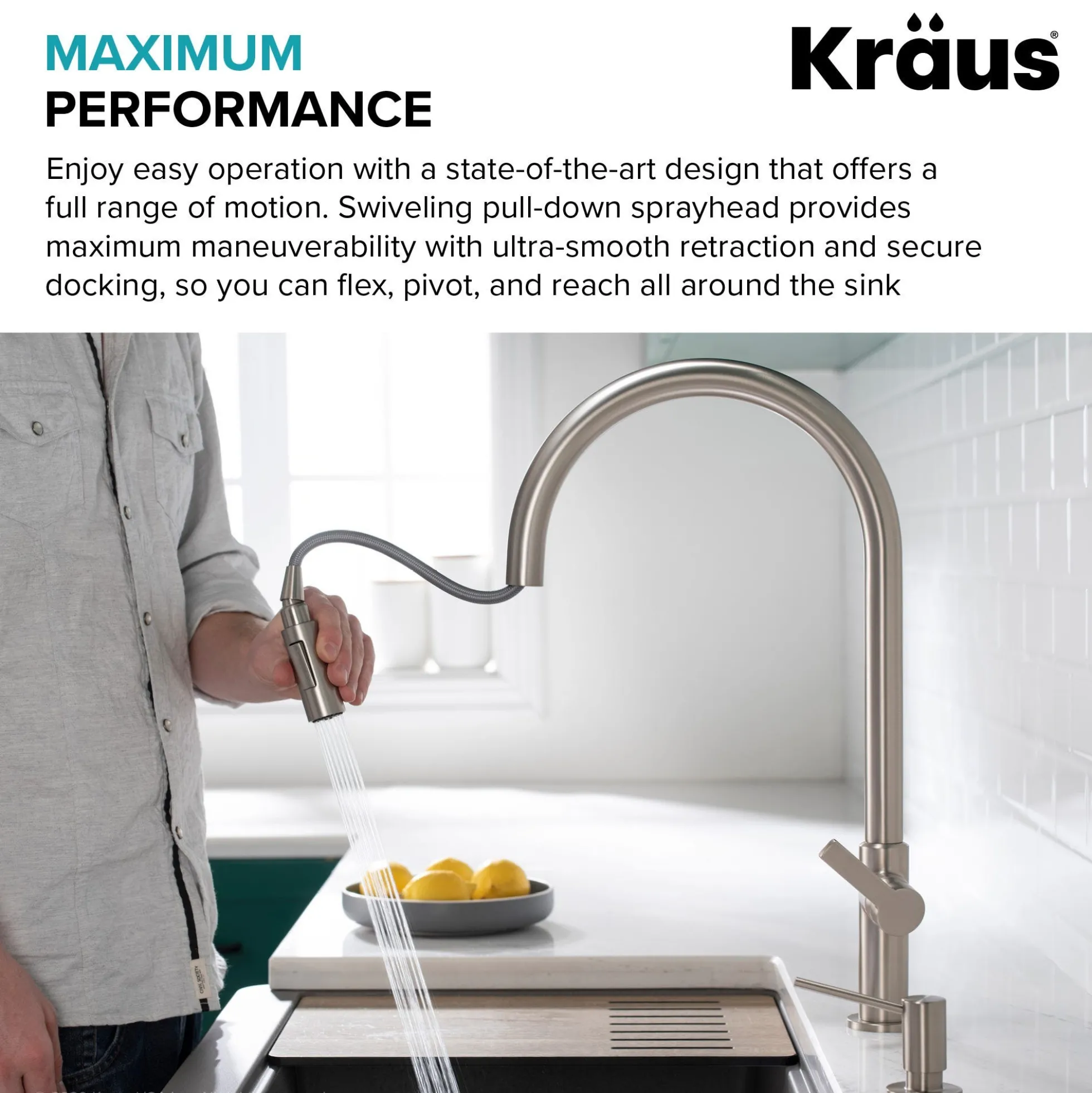 High-Arc Single Handle Pull-Down Kitchen Faucet in Spot Free Antique Champagne Bronze