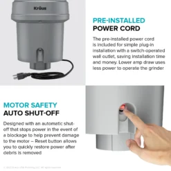 High-Speed 3/4 HP Continuous Feed Ultra-Quiet Motor Garbage Disposal with Power Cord and Flange Included and Universal Mount